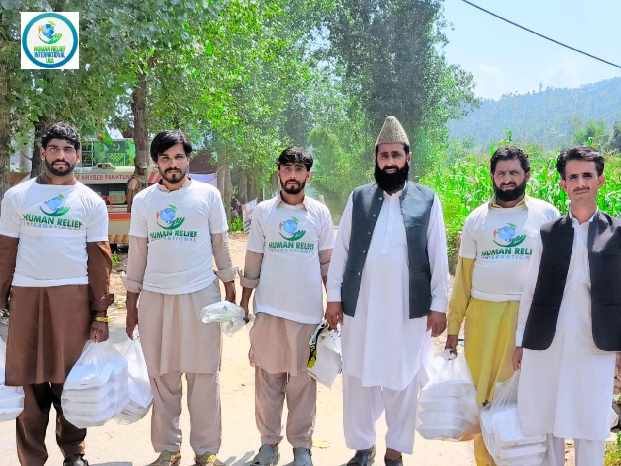 Humanitarian staff of Human Relief USA coordinating community relief services